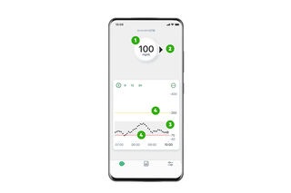 Telefon care prezintă graficele din aplicație